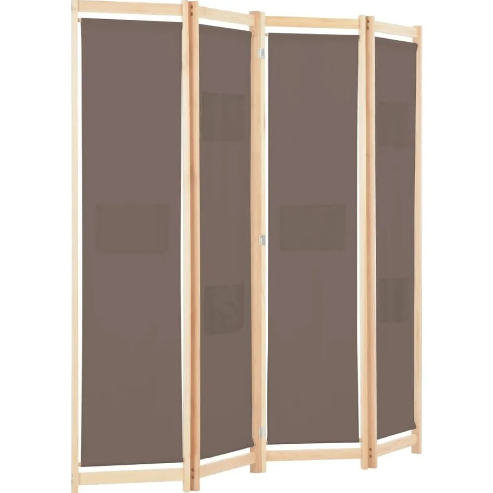 Kamerscherm met 4 panelen 160x170x4 cm stof bruin>vidaXL Hot