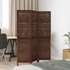 Kamerscherm met 3 panelen massief paulowniahout donkerbruin><noscript><img width=