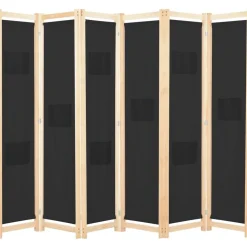 Kamerscherm met 6 panelen 240x170x4 cm stof zwart>vidaXL Sale