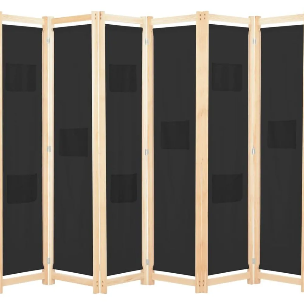 Kamerscherm met 6 panelen 240x170x4 cm stof zwart>vidaXL Sale