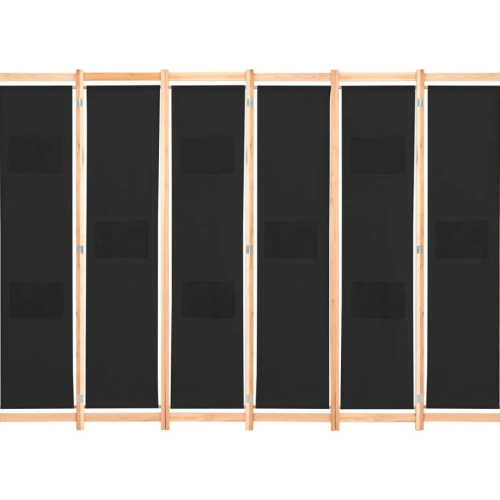 Kamerscherm met 6 panelen 240x170x4 cm stof zwart>vidaXL Sale