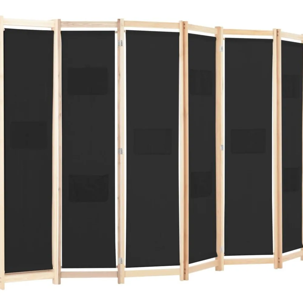 Kamerscherm met 6 panelen 240x170x4 cm stof zwart>vidaXL Sale