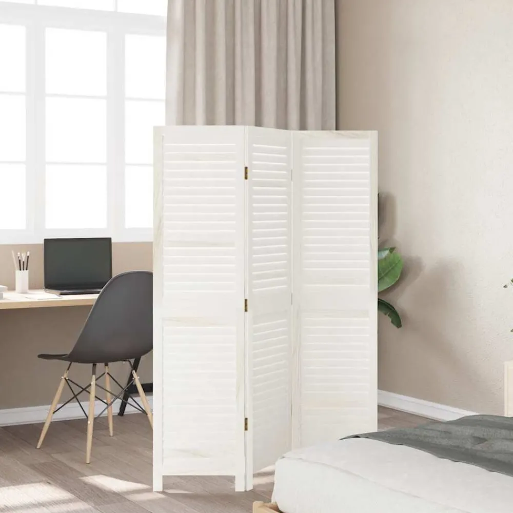 Kamerschermen*vidaXL Kamerscherm met 3 panelen massief paulowniahout wit