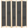 Kamerscherm met 5 panelen 200x170x4 cm stof grijs>vidaXL Hot