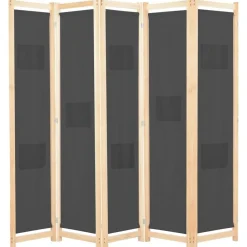 Kamerscherm met 5 panelen 200x170x4 cm stof grijs>vidaXL Hot
