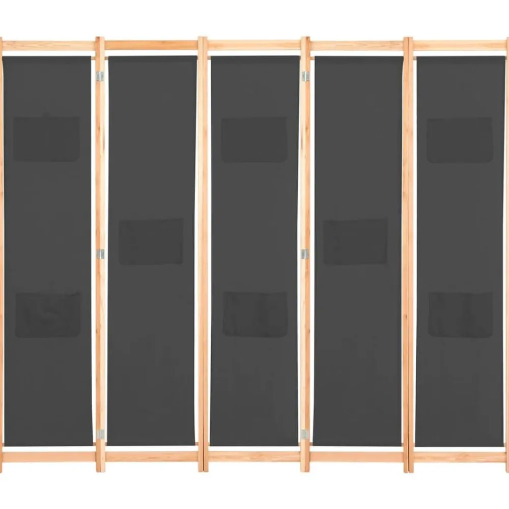 Kamerscherm met 5 panelen 200x170x4 cm stof grijs>vidaXL Hot