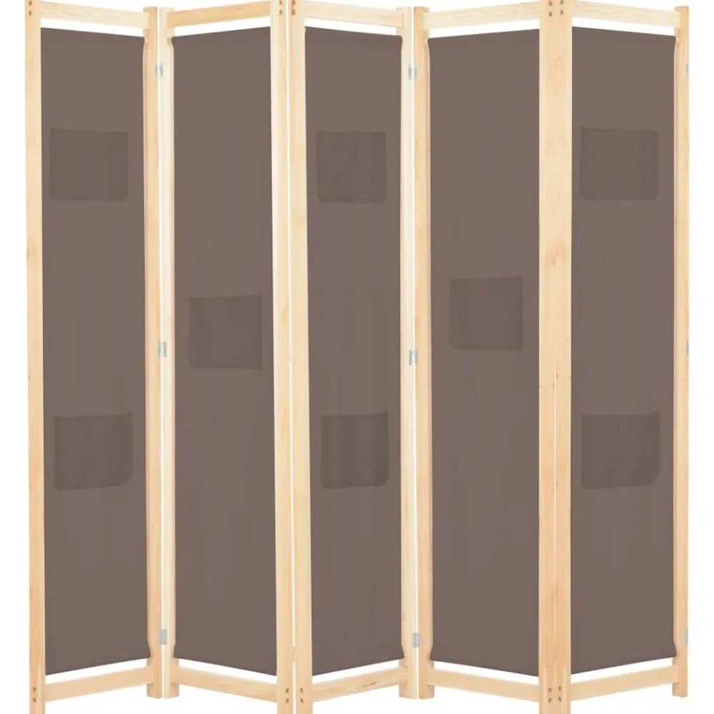 Kamerschermen*vidaXL Kamerscherm met 5 panelen 200x170x4 cm stof bruin