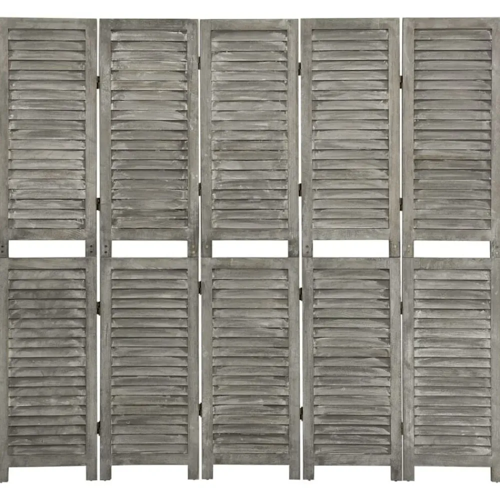 Kamerschermen*vidaXL Kamerscherm met 5 panelen 179x166 cm massief hout grijs