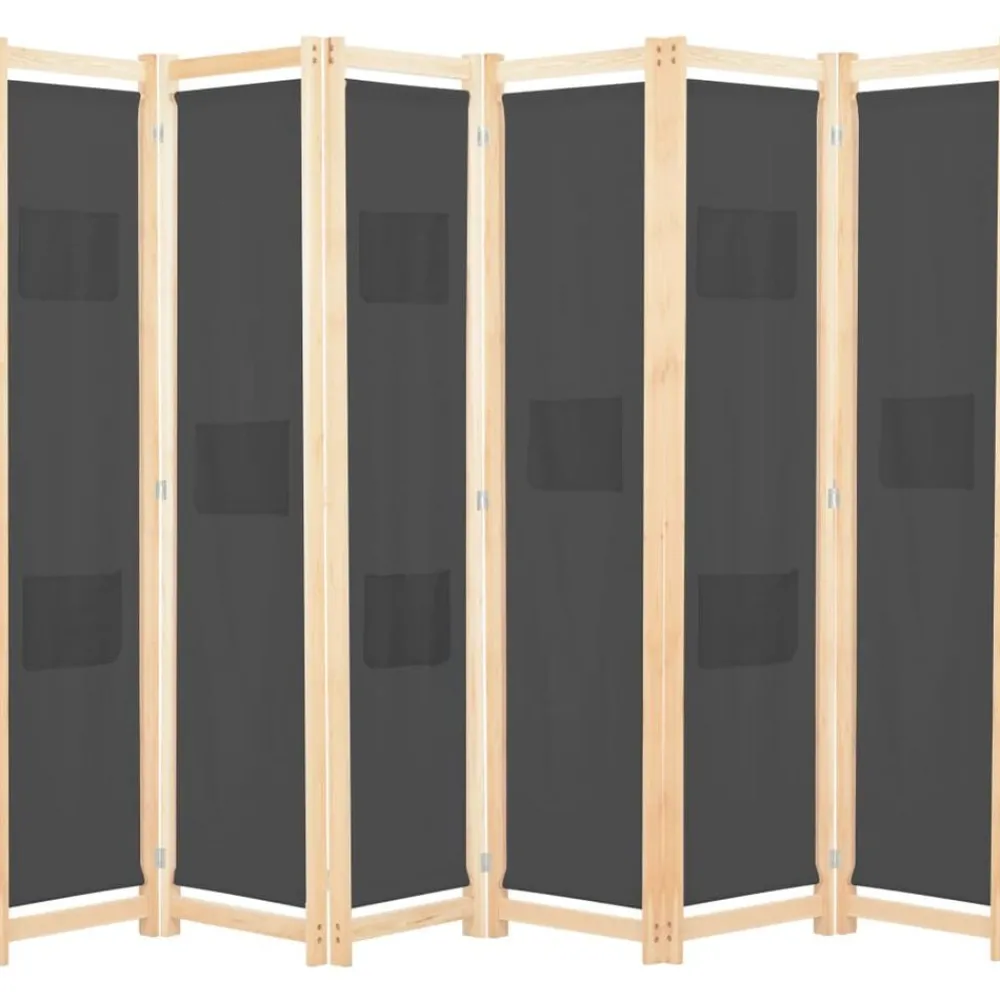 Kamerscherm met 6 panelen 240x170x4 cm stof grijs>vidaXL Best
