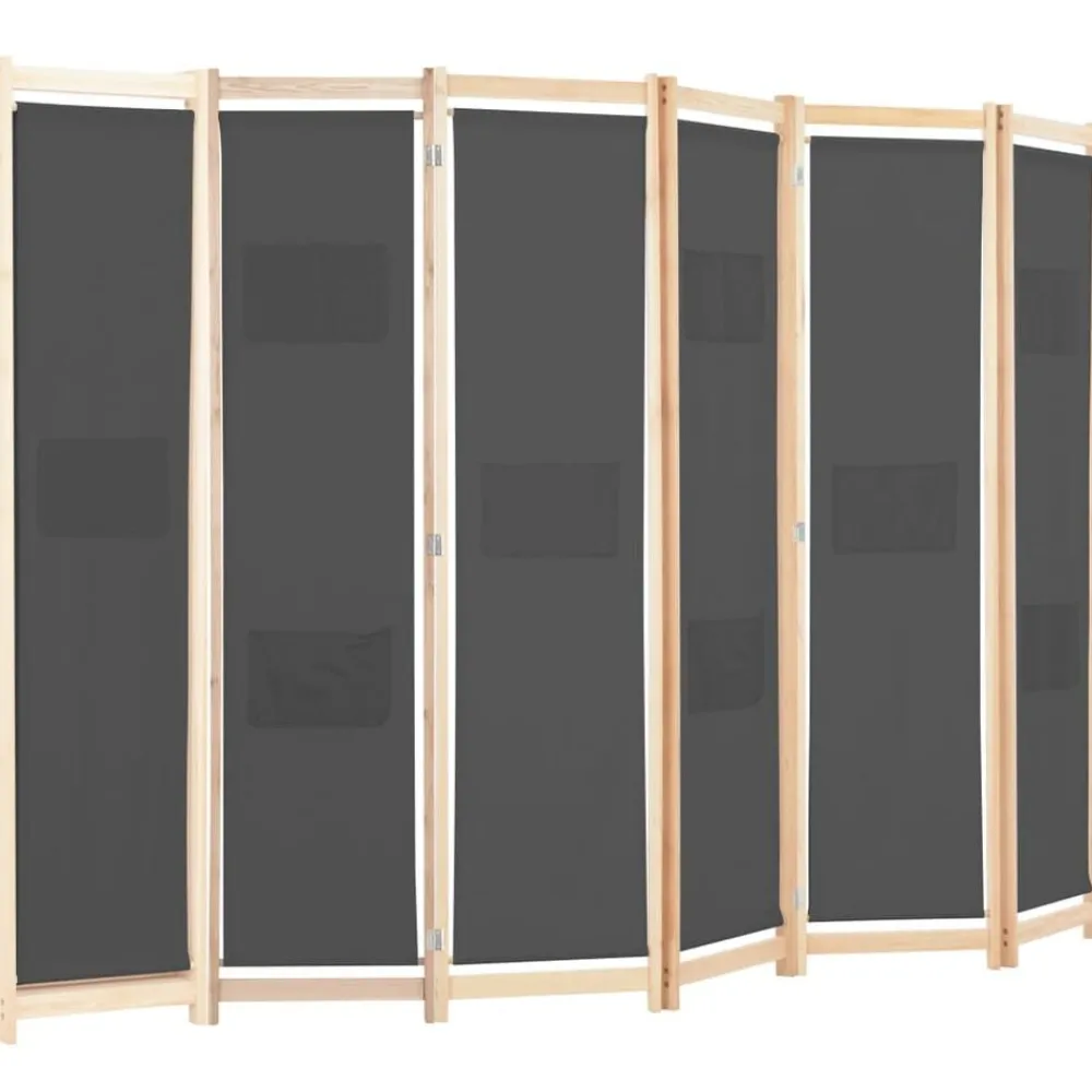 Kamerscherm met 6 panelen 240x170x4 cm stof grijs>vidaXL Best