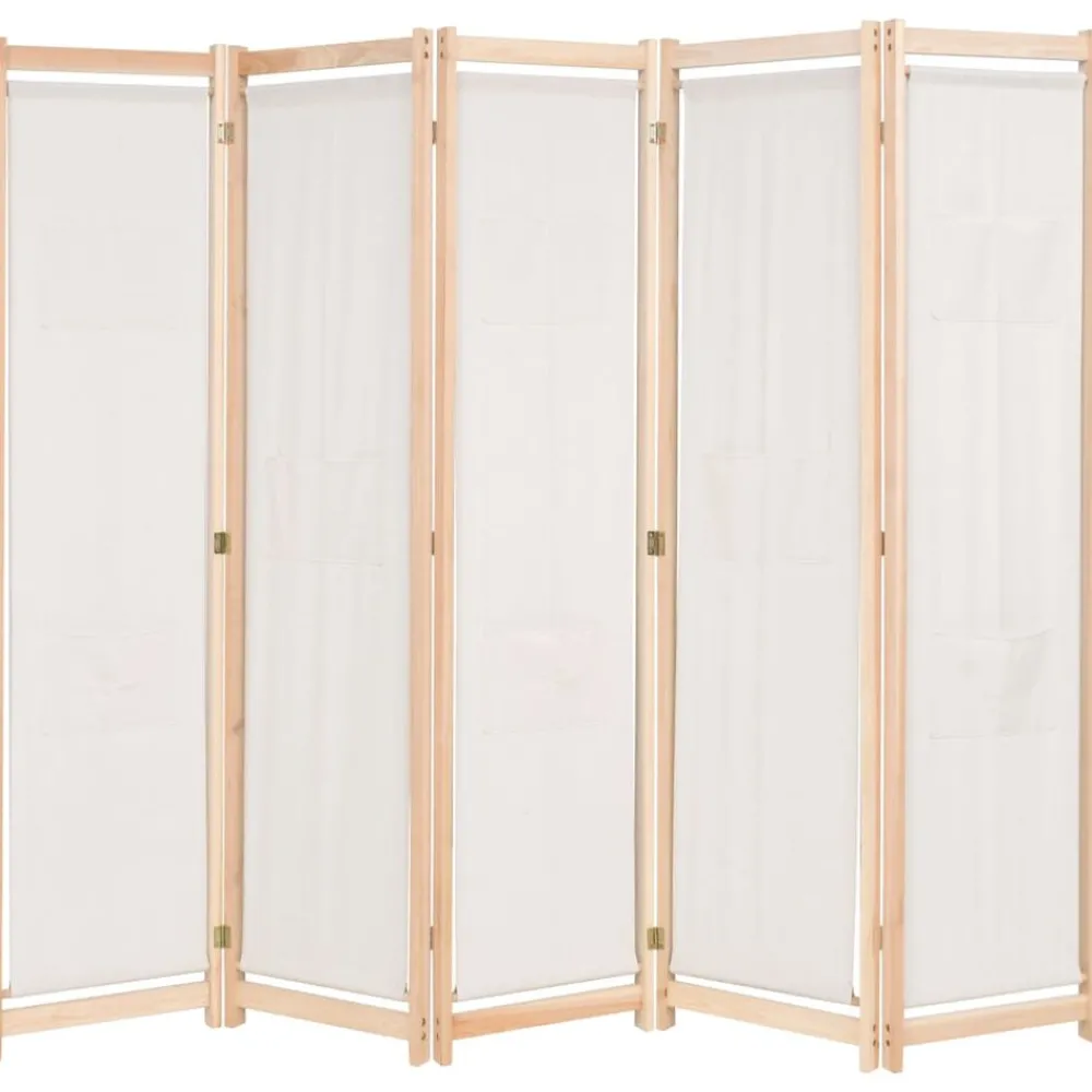 Kamerschermen*vidaXL Kamerscherm met 5 panelen 200x170x4 cm stof crème
