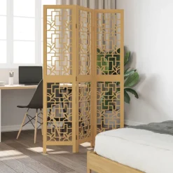 Kamerscherm met 3 panelen massief paulowniahout bruin><noscript><img width=