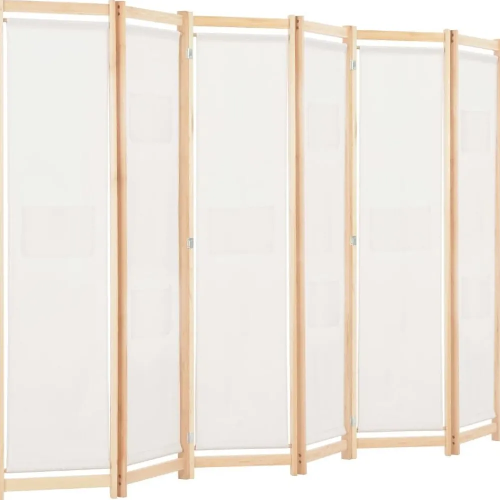 Kamerscherm met 6 panelen 240x170x4 cm stof crème>vidaXL Discount