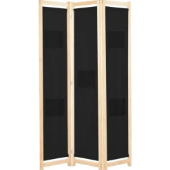 Kamerscherm met 3 panelen 120x170x4 cm stof zwart>vidaXL Discount