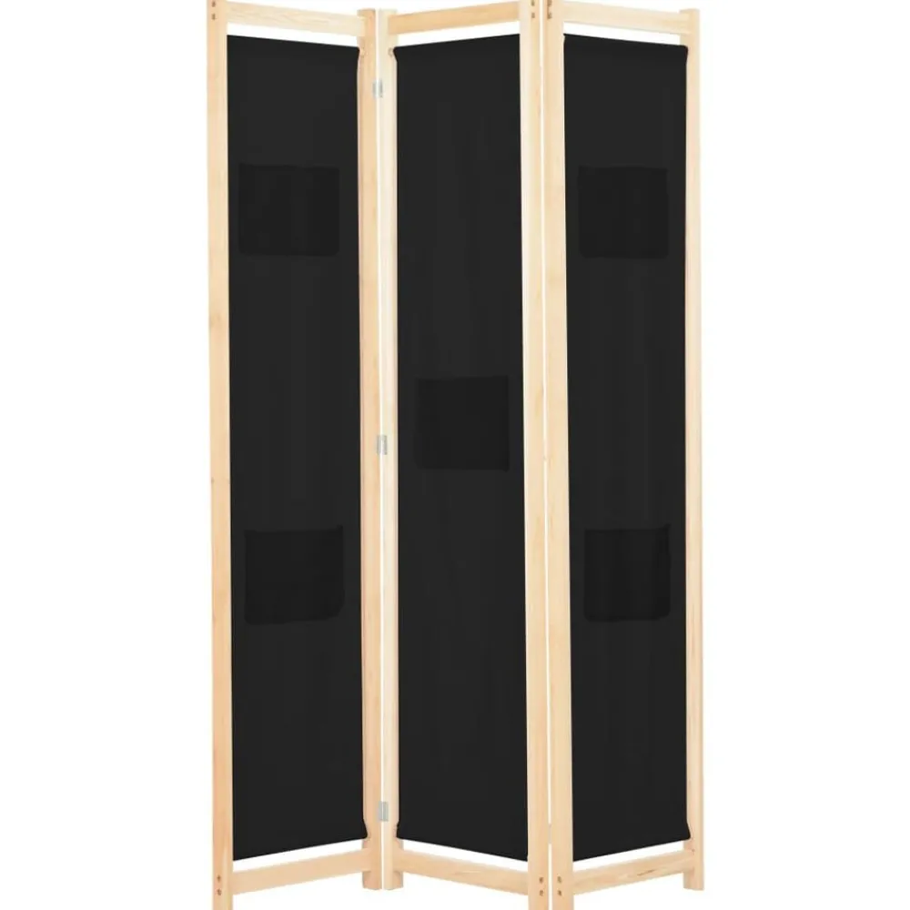 Kamerscherm met 3 panelen 120x170x4 cm stof zwart>vidaXL Discount