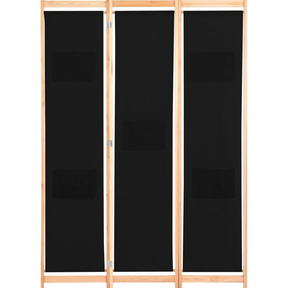 Kamerscherm met 3 panelen 120x170x4 cm stof zwart>vidaXL Discount