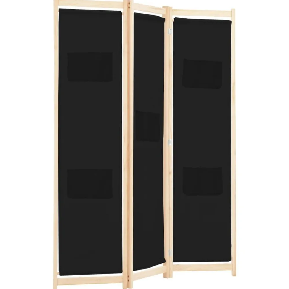 Kamerscherm met 3 panelen 120x170x4 cm stof zwart>vidaXL Discount