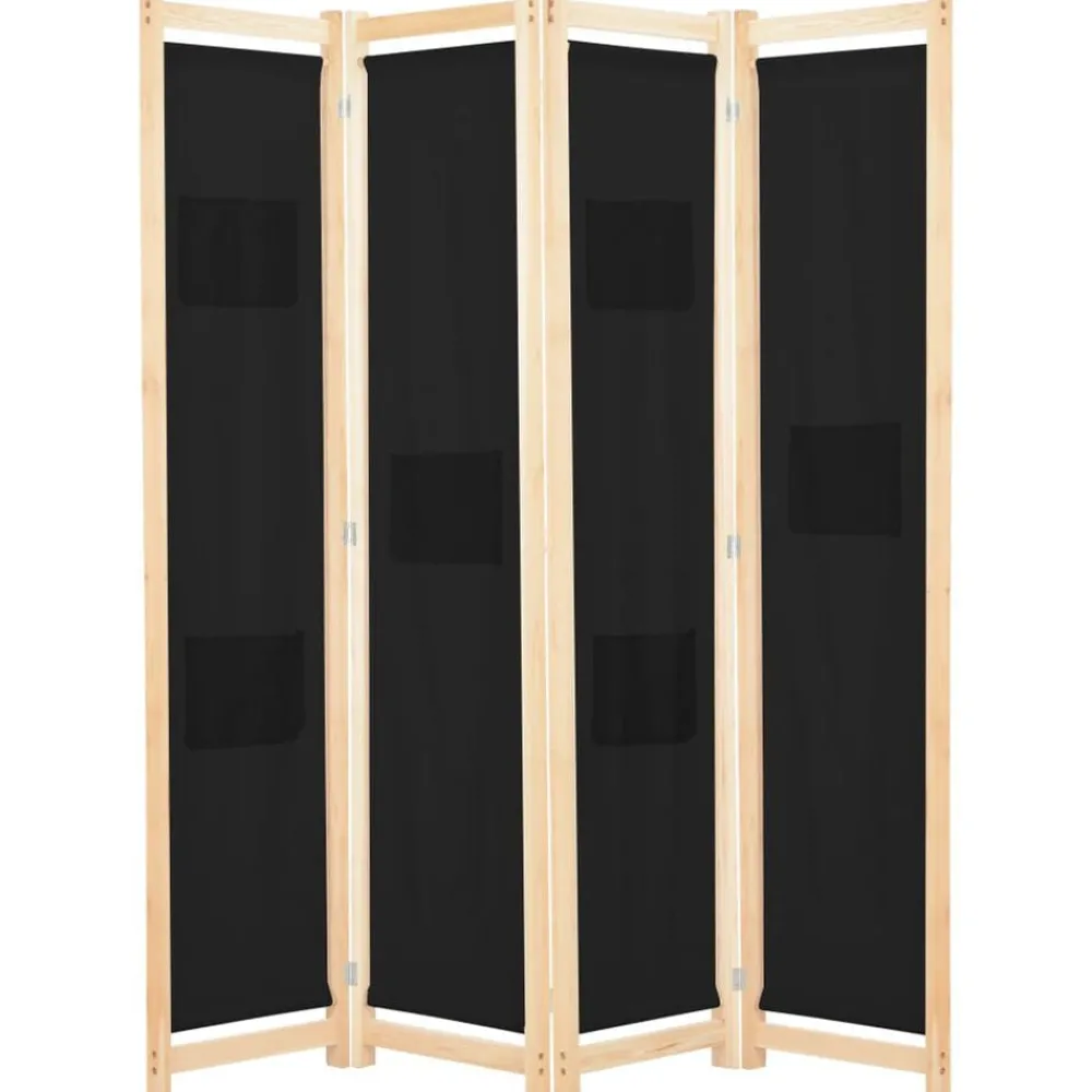 Kamerschermen*vidaXL Kamerscherm met 4 panelen 160x170x4 cm stof zwart