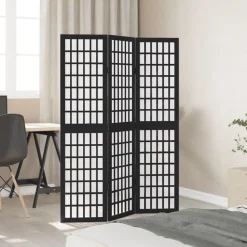 Kamerscherm met 3 panelen massief paulowniahout zwart><noscript><img width=