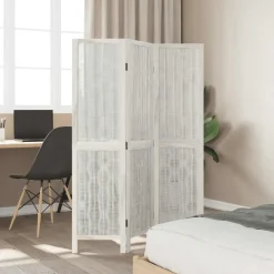 Kamerschermen*vidaXL Kamerscherm met 3 panelen massief paulowniahout wit