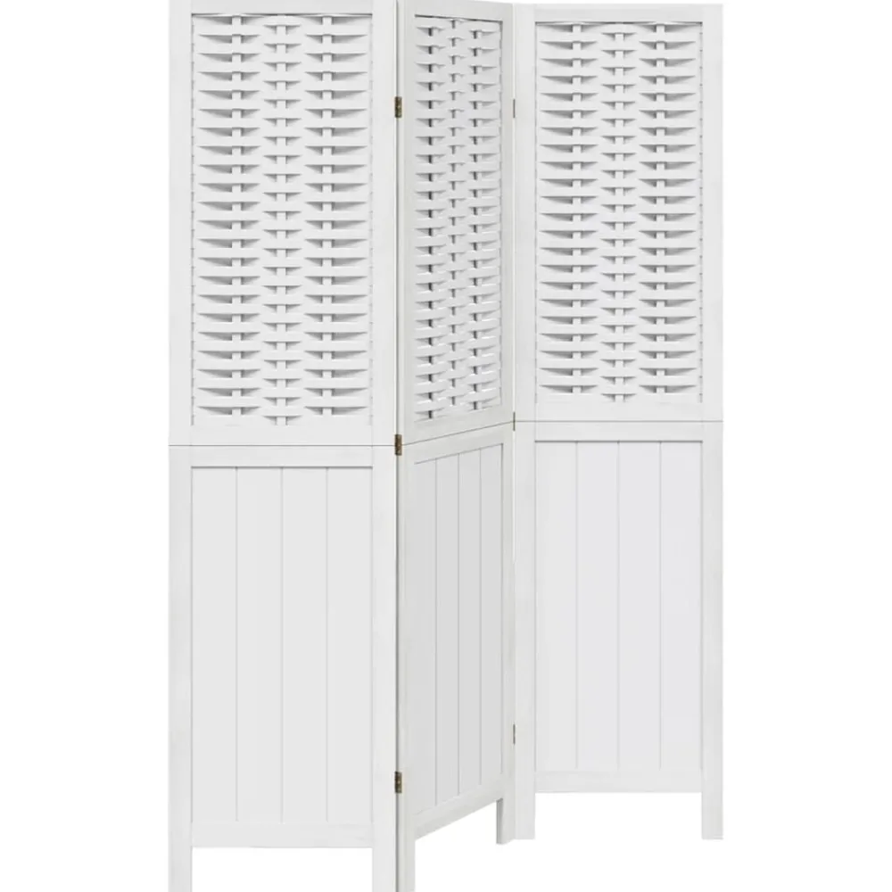 Kamerscherm met 3 panelen massief paulowniahout wit>vidaXL New