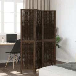 Kamerscherm met 3 panelen massief paulowniahout donkerbruin><noscript><img width=