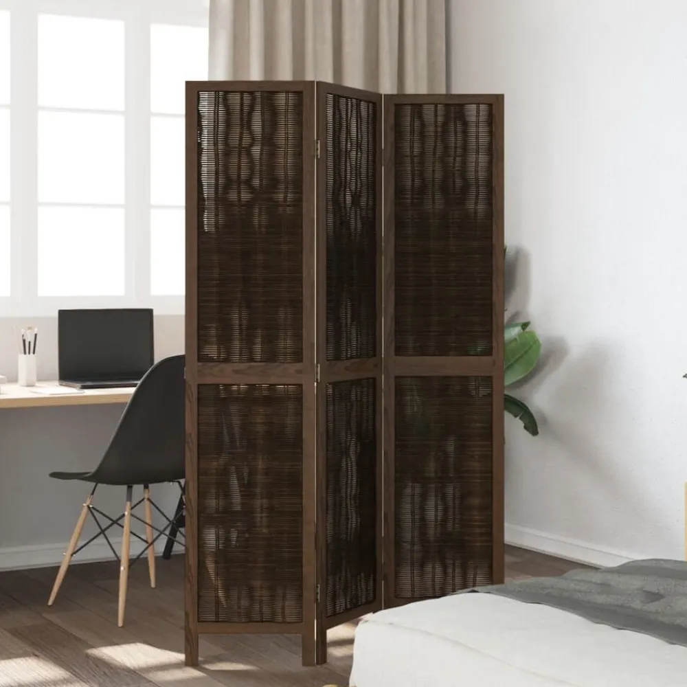 Kamerscherm met 3 panelen massief paulowniahout donkerbruin>vidaXL Sale