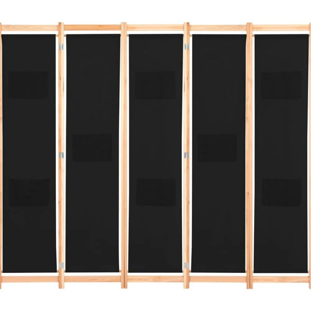 Kamerscherm met 5 panelen 200x170x4 cm stof zwart>vidaXL Clearance