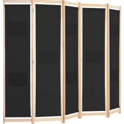 Kamerscherm met 5 panelen 200x170x4 cm stof zwart><noscript><img width=