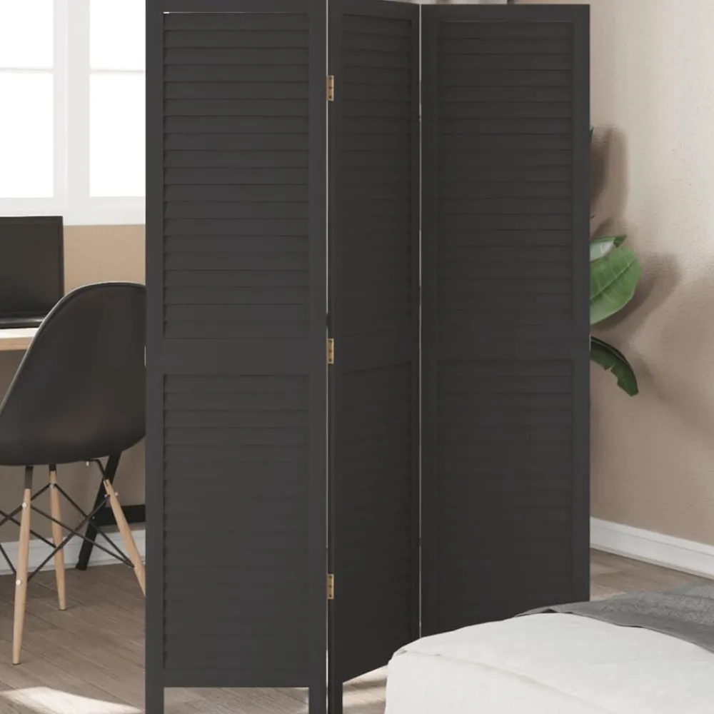 Kamerschermen*vidaXL Kamerscherm met 3 panelen massief paulowniahout zwart