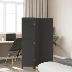 Kamerschermen*vidaXL Kamerscherm met 3 panelen massief paulowniahout zwart