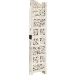 Kamerscherm met 4 panelen handgesneden 160x165 cm mangohout>vidaXL Sale