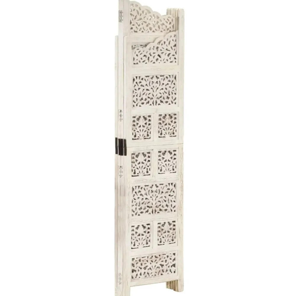 Kamerscherm met 4 panelen handgesneden 160x165 cm mangohout>vidaXL Sale