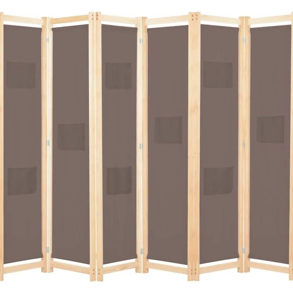 Kamerscherm met 6 panelen 240x170x4 cm stof bruin>vidaXL Discount