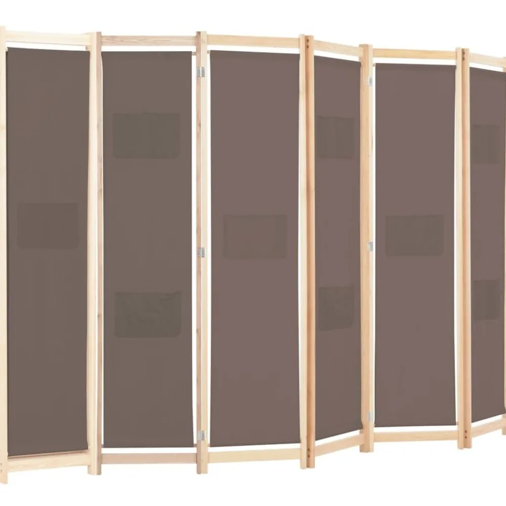 Kamerscherm met 6 panelen 240x170x4 cm stof bruin>vidaXL Discount