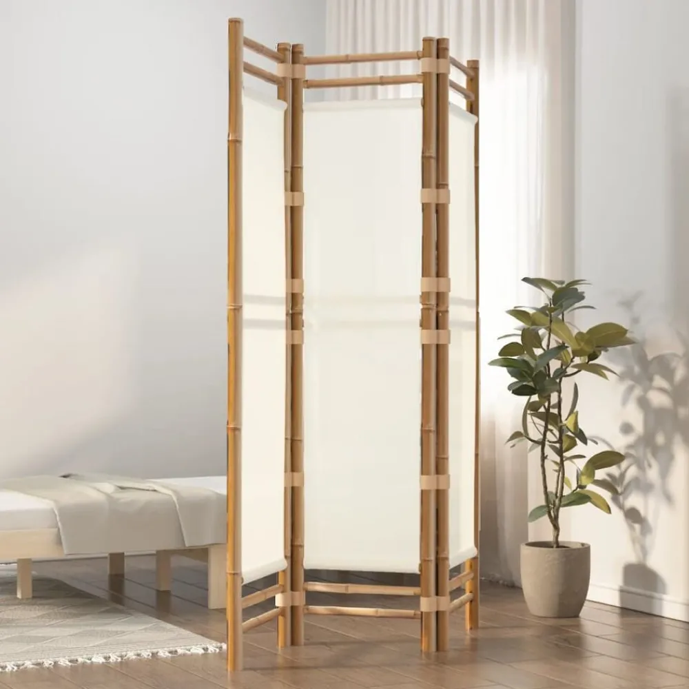 Kamerschermen*vidaXL Kamerscherm 3-panelen inklapbaar 120 cm bamboe en canvas Crèmewit