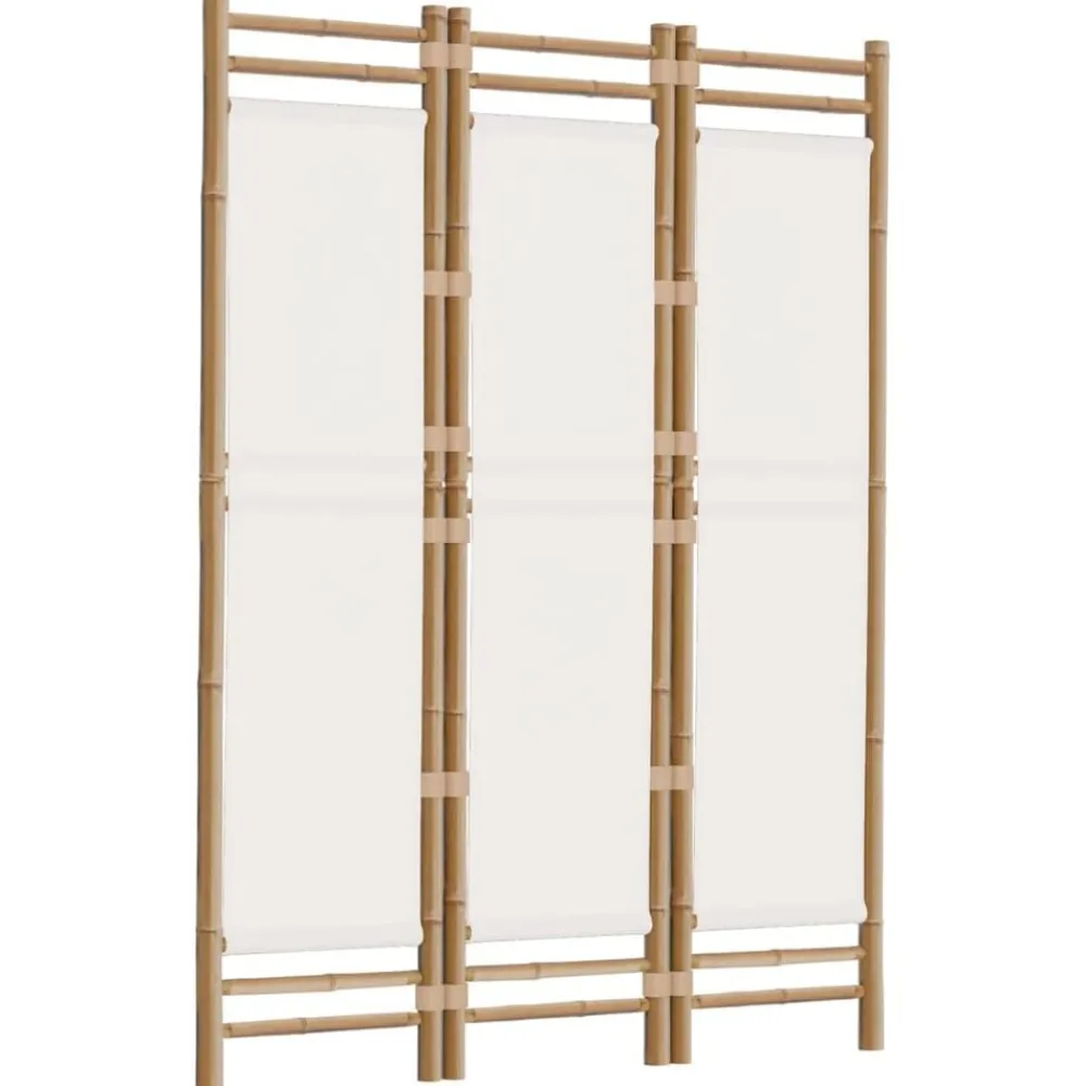 Kamerschermen*vidaXL Kamerscherm 3-panelen inklapbaar 120 cm bamboe en canvas Crèmewit
