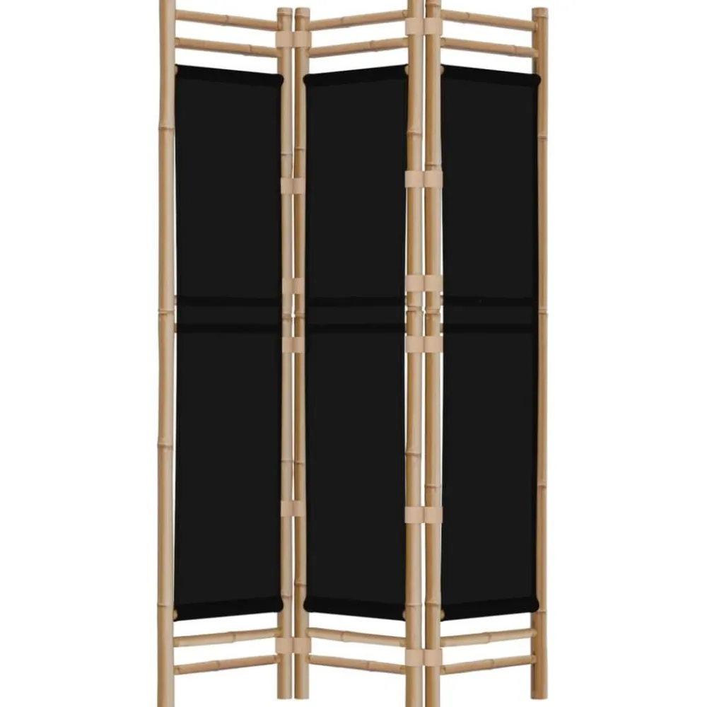 Kamerschermen*vidaXL Kamerscherm 3-panelen inklapbaar 120 cm bamboe en canvas Zwart