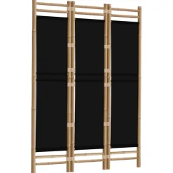 Kamerschermen*vidaXL Kamerscherm 3-panelen inklapbaar 120 cm bamboe en canvas Zwart