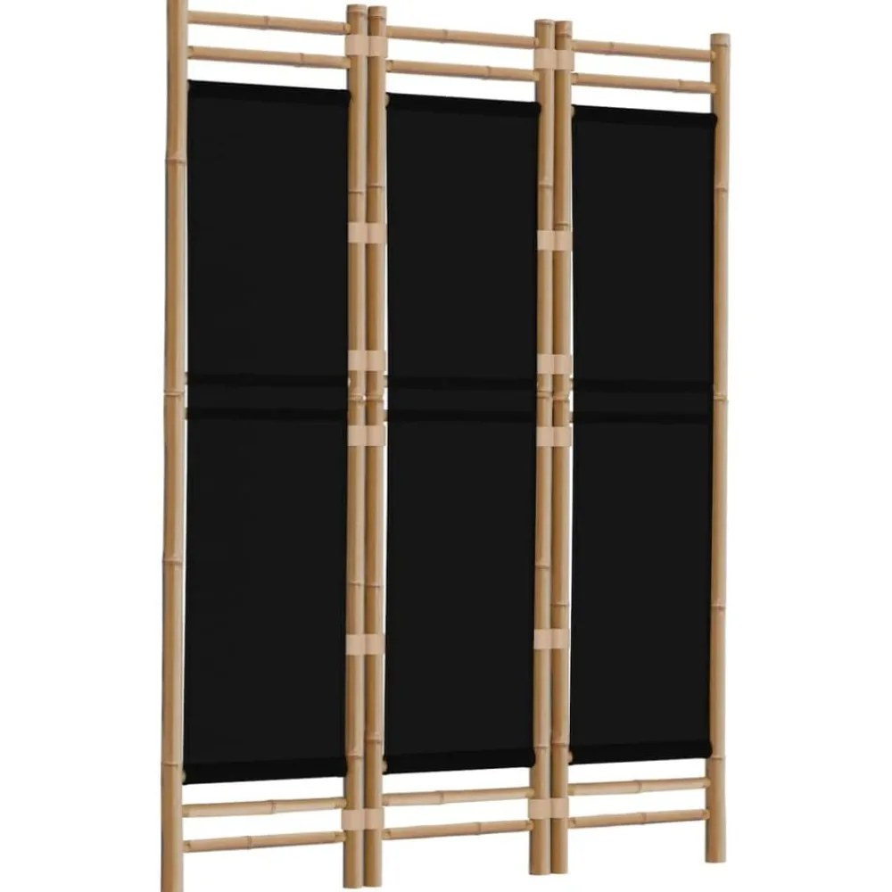 Kamerschermen*vidaXL Kamerscherm 3-panelen inklapbaar 120 cm bamboe en canvas Zwart