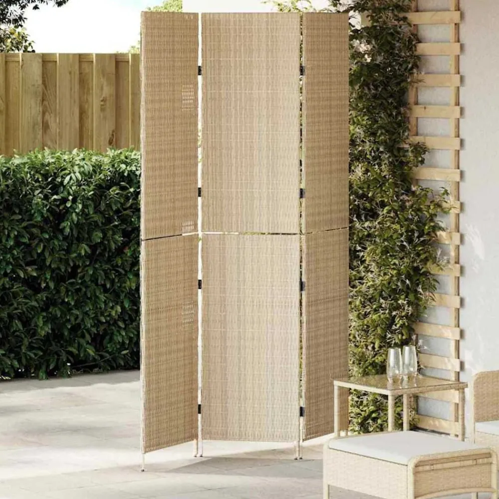 Kamerschermen*vidaXL Kamerverdeler 147 x 180 cm poly rattan Beige