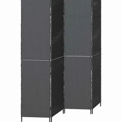 Kamerschermen*vidaXL Kamerverdeler 195 x 180 cm poly rattan Zwart