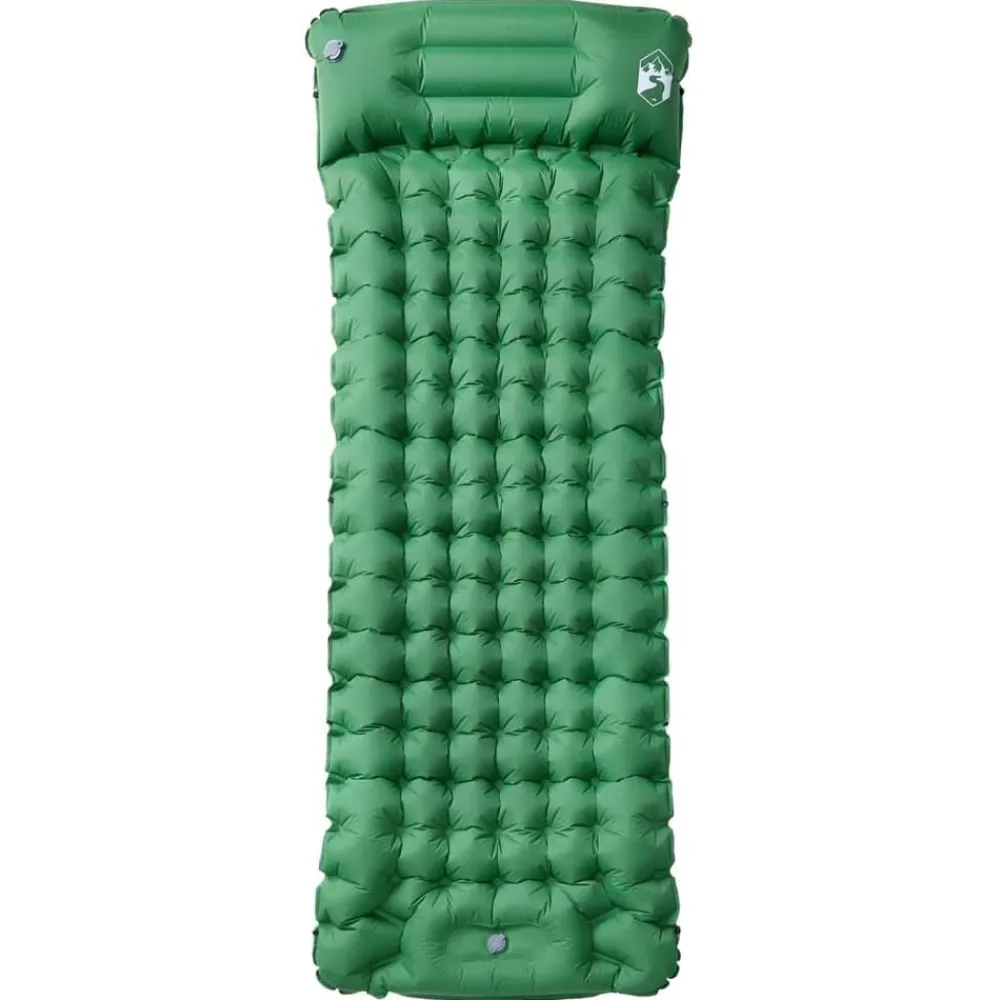 Buitensport*vidaXL Kampeermatras met kussen zelfopblazend 1-persoons Groen