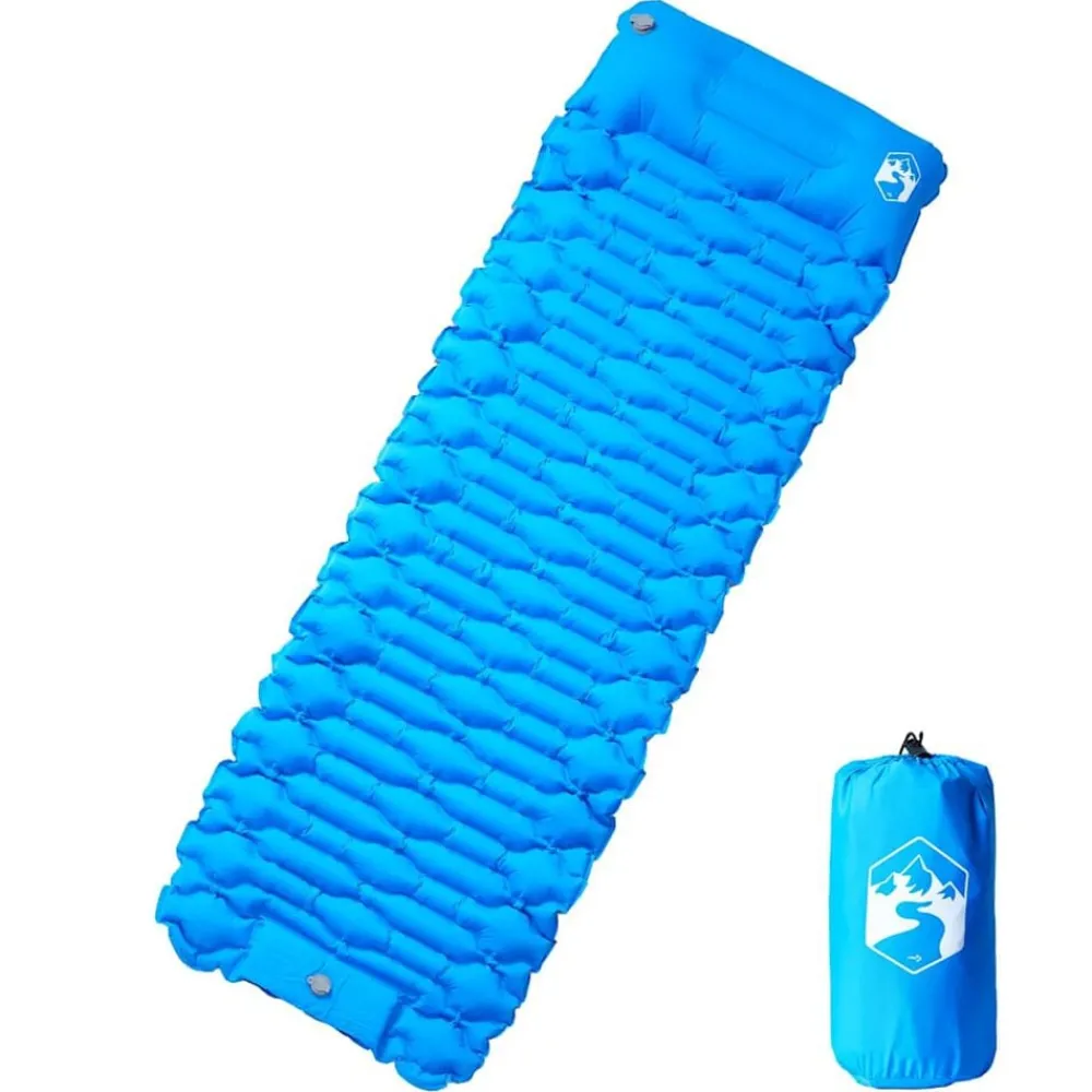 Buitensport*vidaXL Kampeermatras met kussen zelfopblazend 1-persoons Blauw
