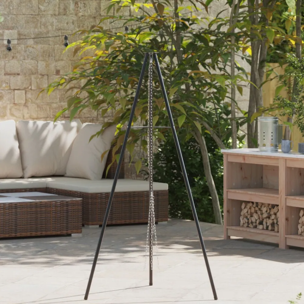 Keuken & Eetkamer*vidaXL Kampvuur tripod Zwart 92 x 92 x 151,5 cm Staal