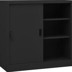 Kantoorkast met schuifdeuren 90x40x90 cm staal kleurig>vidaXL New