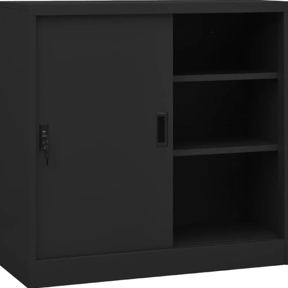 Kantoorkast met schuifdeuren 90x40x90 cm staal kleurig>vidaXL New