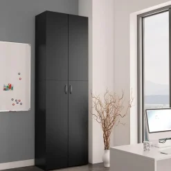 Kasten & Opbergmeubelen*vidaXL Kantoorkast 60x32x190 cm bewerkt hout Zwart