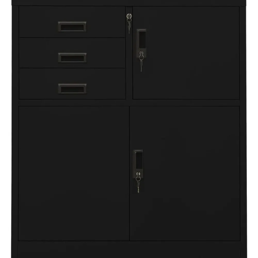 Kasten & Opbergmeubelen*vidaXL Kantoorkast 90x40x102 cm staal Zwart
