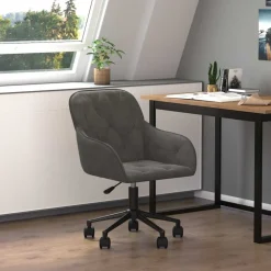 Kantoormeubelen*vidaXL Kantoorstoel draaibaar fluweel Donkergrijs